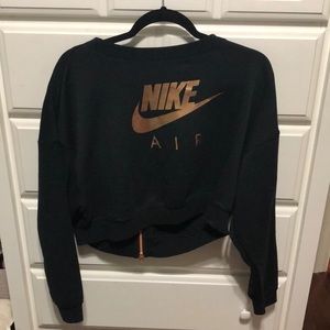 nike black rose gold rally cropped crew sweatshirt
